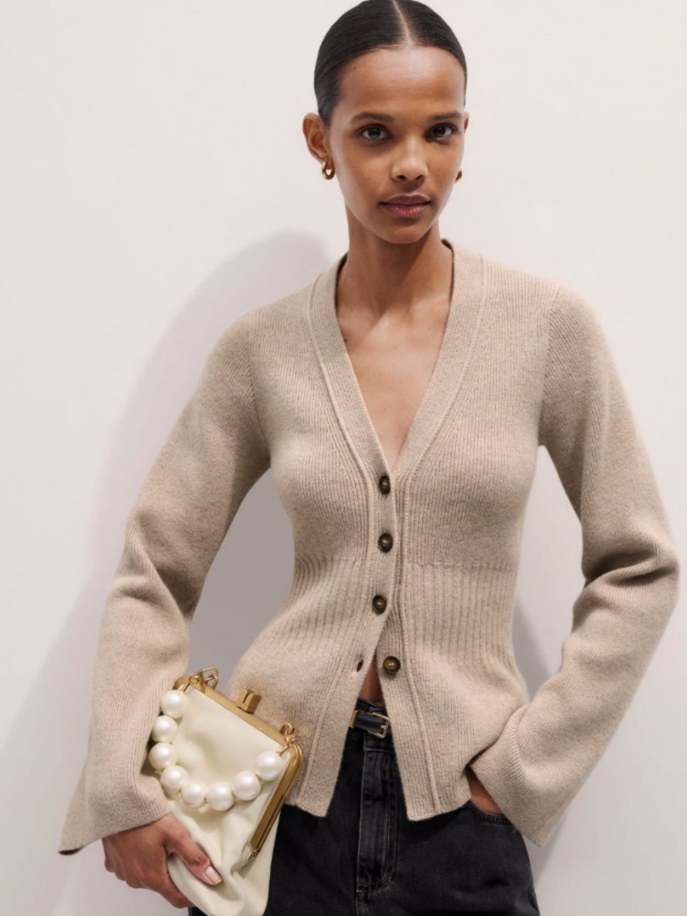ME+EM Merino Cashmere Contour Cardigan